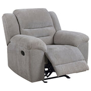 Gilson - Chenille Upholstered Reclining Glider Recliner - Gray - JaxCo Furniture