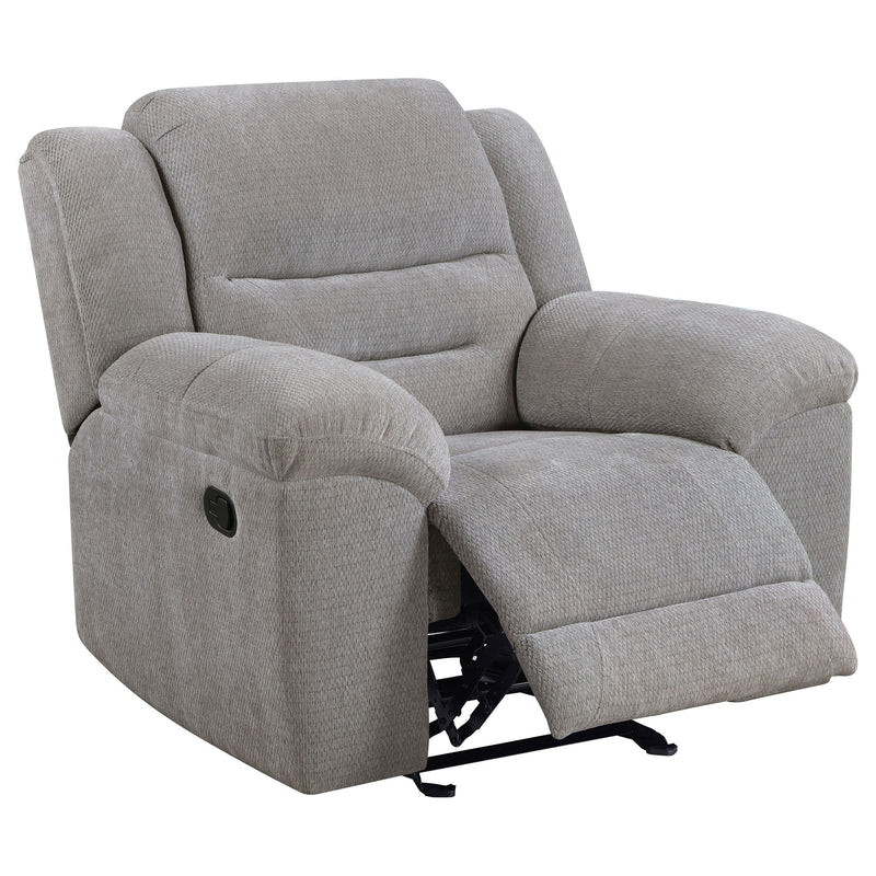 Gilson - Chenille Upholstered Reclining Glider Recliner - Gray - JaxCo Furniture