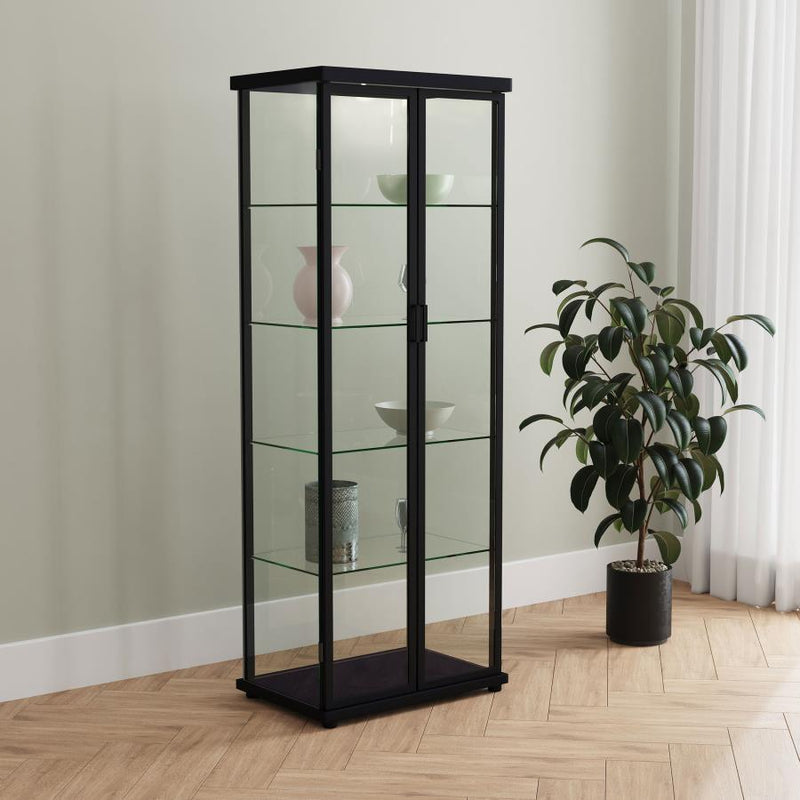 Aero - 5-Shelf Display Curio Cabinet With Led Lighting - JaxCo Furniture