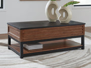 Kallari - Warm Brown / Black - Lift Top Cocktail Table - JaxCo Furniture
