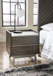 Arkenton - Grayish Brown / White - Two Drawer Night Stand - JaxCo Furniture