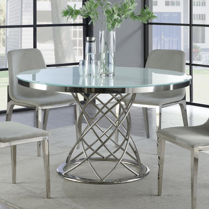 Irene - Round Glass Top Dining Table - Chrome - JaxCo Furniture