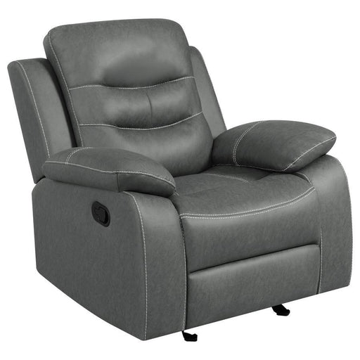 Nova - Upholstered Padded Arm Glider Recliner - Dark Gray - JaxCo Furniture