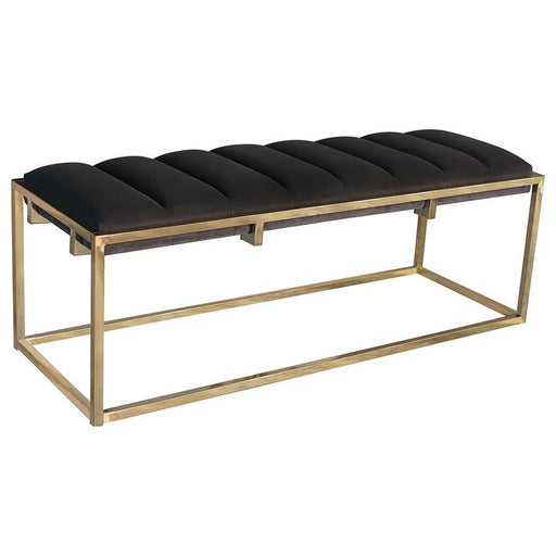 Lorena - Velvet Upholstered Bench - Dark Gray And Gold - JaxCo Furniture