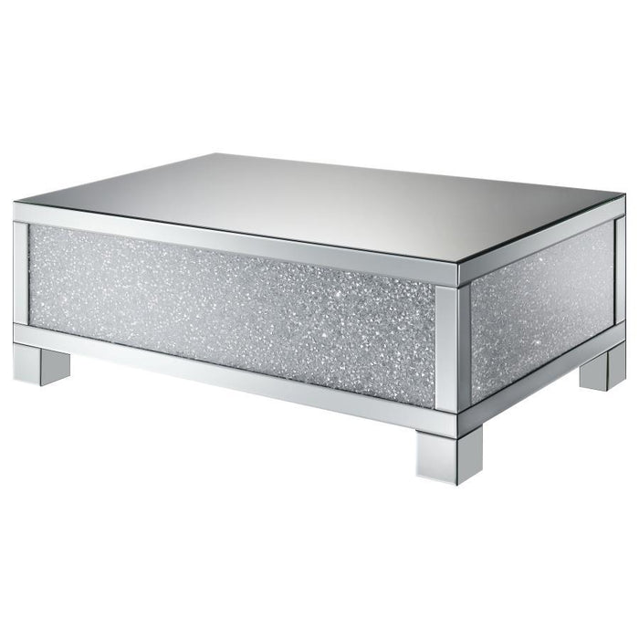 Gillian - Rectangular Mirrored Acrylic Coffee Table - Silver - JaxCo Furniture