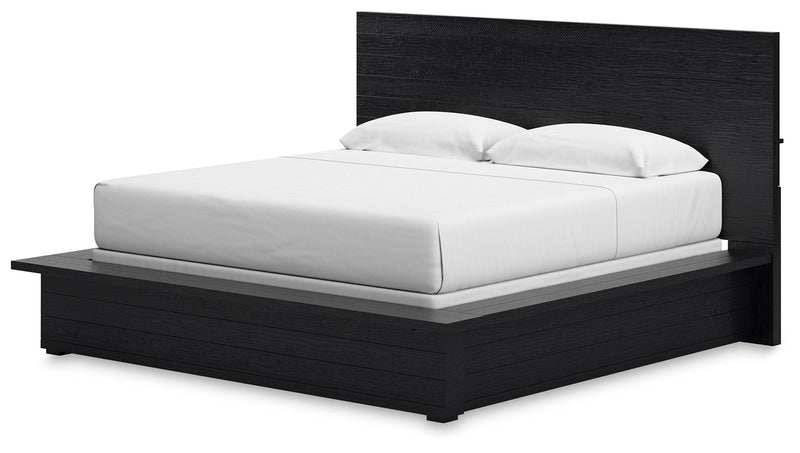 Londer - Black - King Panel Bed - JaxCo Furniture