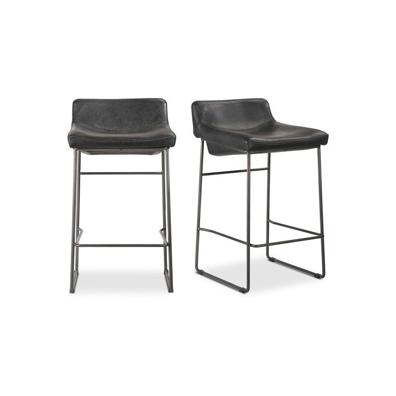 Starlet - Counter Stool Leather (Set of 2) - Onyx Black - JaxCo Furniture