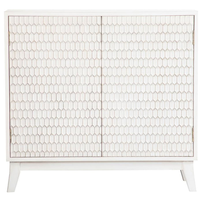 Gambon - 2 Door Wood Honeycomb Pattern Accent Cabinet - White - JaxCo Furniture