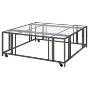 Adri - Square Glass Top Coffee Table With Casters - JaxCo Furniture