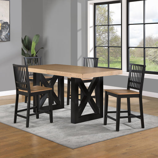 Magnolia - 5 Piece Counter Table Dining Set - Black / Light Brown - JaxCo Furniture