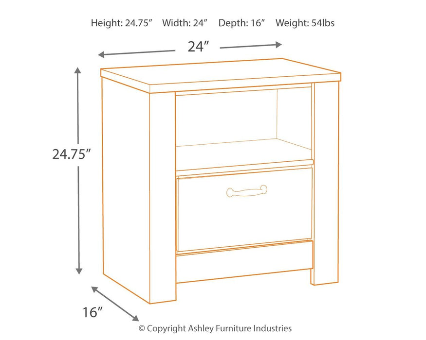 Bellaby - Whitewash - One Drawer Night Stand - JaxCo Furniture