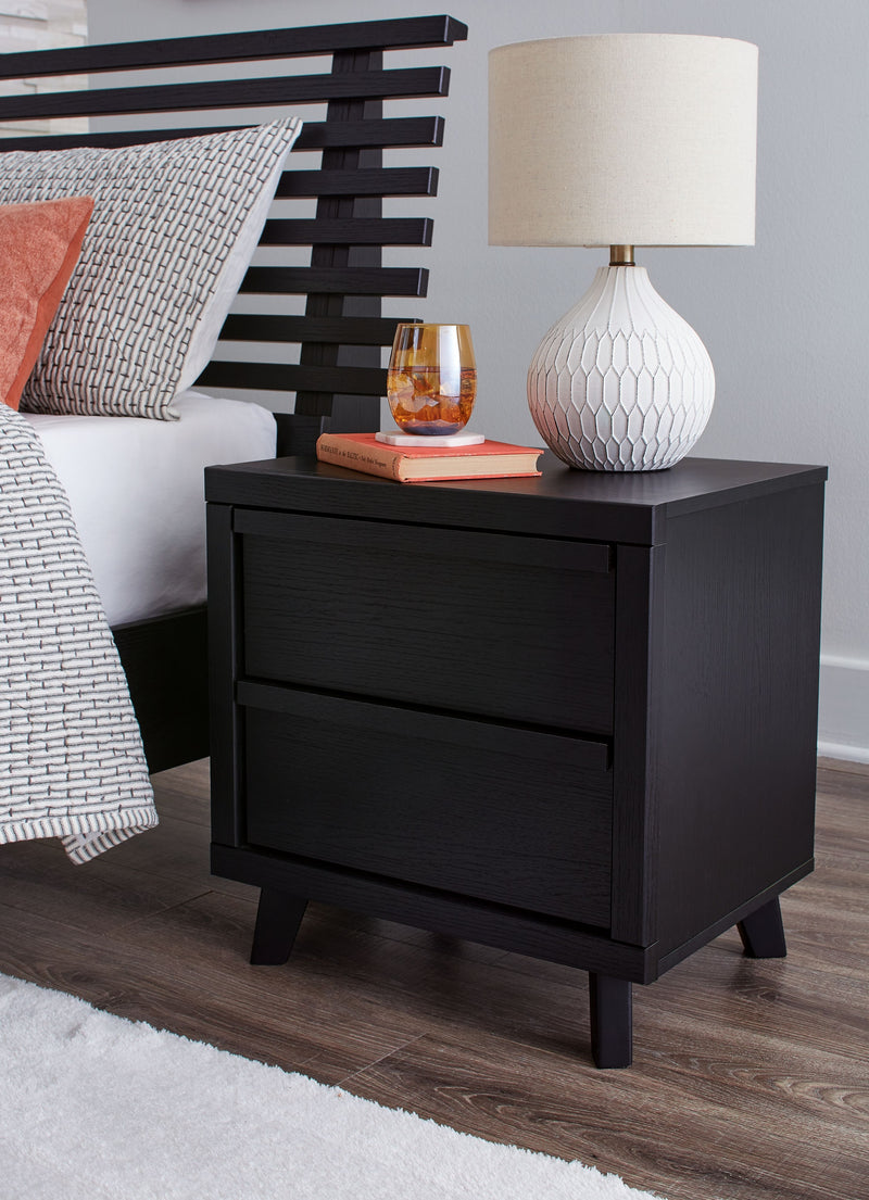 Danziar - Black - Two Drawer Night Stand - JaxCo Furniture