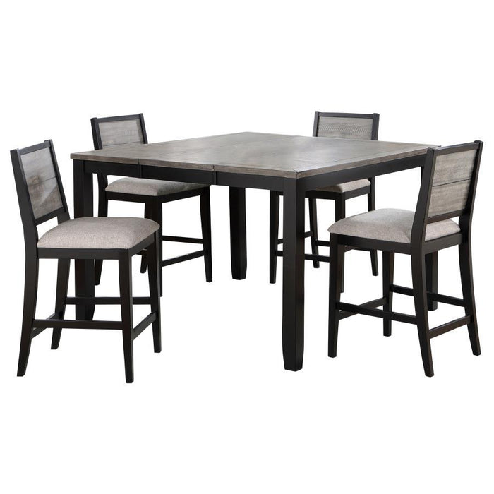 Elodie - 5 Piece Extension Leaf Counter Dining Set Black - Gray - JaxCo Furniture