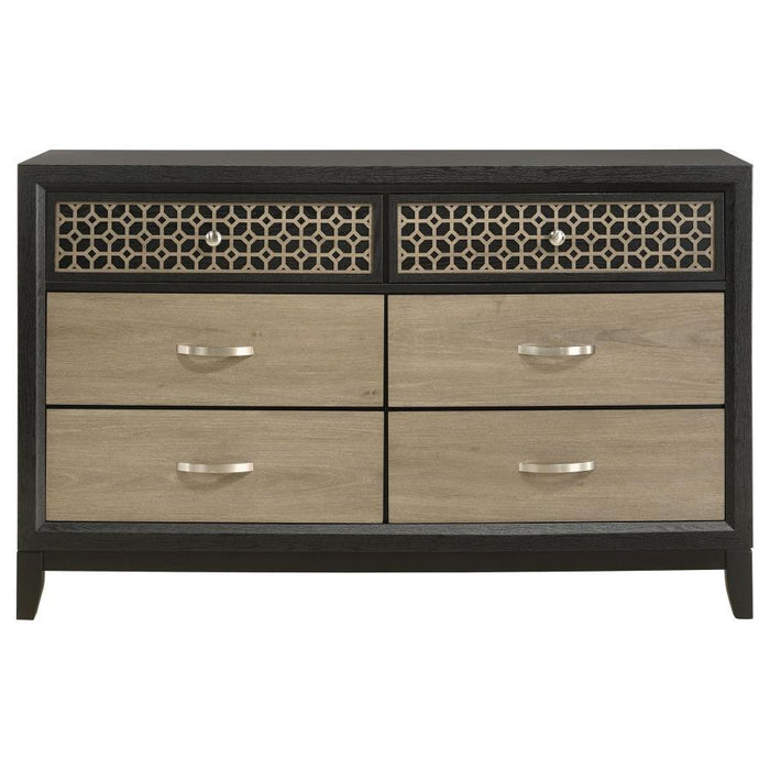 Valencia - 6-Drawer Dresser - Black - JaxCo Furniture