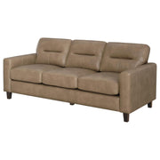 Scotland - Faux Leather Upholstered Track Arm Sofa - JaxCo Furniture