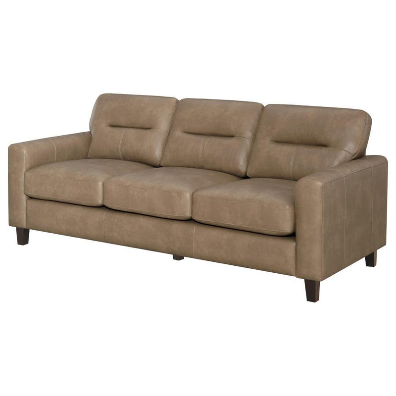 Scotland - Faux Leather Upholstered Track Arm Sofa - JaxCo Furniture