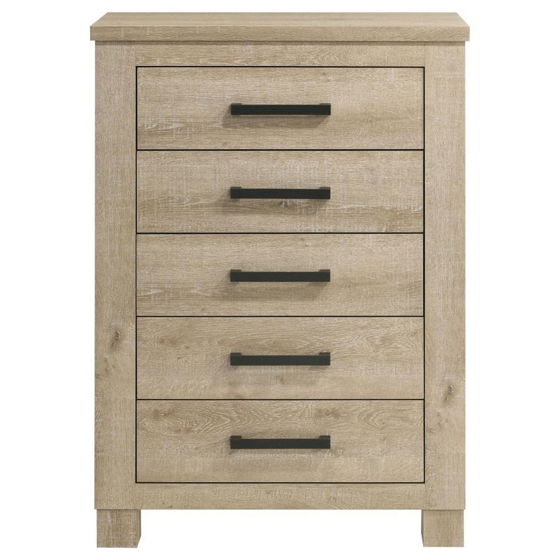 Oakglen - 5-Drawer Bedroom Chest Of Drawers - Weathered Oak - JaxCo Furniture