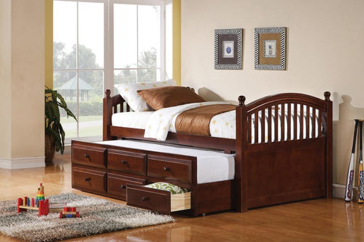 Norwood - 3-Drawer Twin Bed With Captains Trundle - Chestnut - JaxCo Furniture