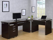Skylar - L-Shape Desk With Mobile File Cabinet - Cappuccino - JaxCo Furniture