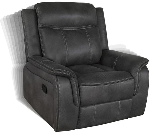 Lawrence - Upholstered Padded Arm Glider Recliner - Charcoal - JaxCo Furniture