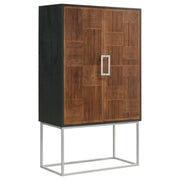 Borman - 2 Door Home Bar Cabinet Wine Storage - Walnut And Black - JaxCo Furniture