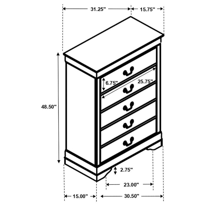 Louis Philippe - Five-drawer Chest - JaxCo Furniture