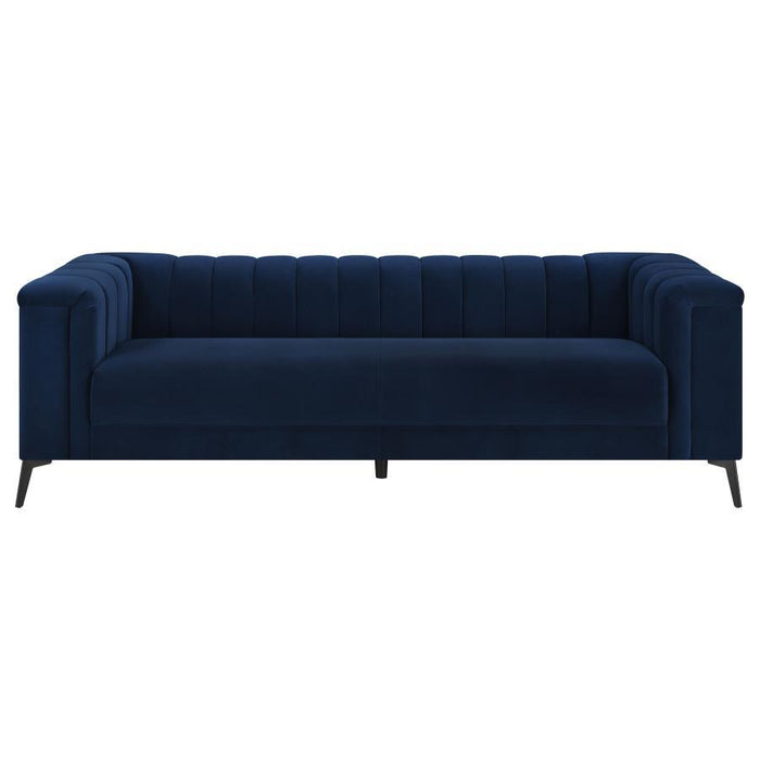 Chalet - Upholstered Tuxedo Arm Tufted Sofa - Blue - JaxCo Furniture