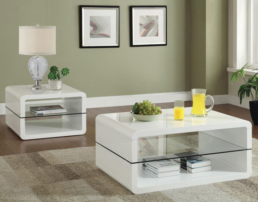 Elana - 1-Shelf Rectangular Coffee Table - White High Gloss - JaxCo Furniture