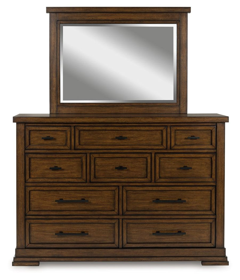 Taffenbrook - Medium Brown - Dresser And Mirror - JaxCo Furniture