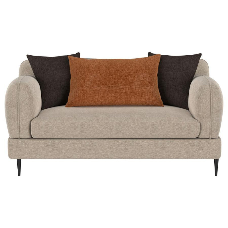 Jade - Chenille Upholstered Modern Track Arm Loveseat - JaxCo Furniture