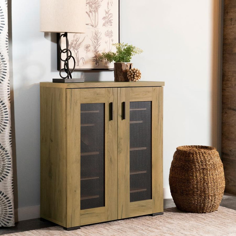 Bristol - 6-Shelf Engineered Wood Shoe Cabinet - Golden Oak - JaxCo Furniture