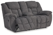 Foreside - Charcoal - Dbl Reclining Loveseat with Console - JaxCo Furniture