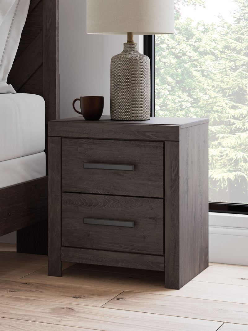 Prendonea - Charcoal - Two Drawer Night Stand - JaxCo Furniture