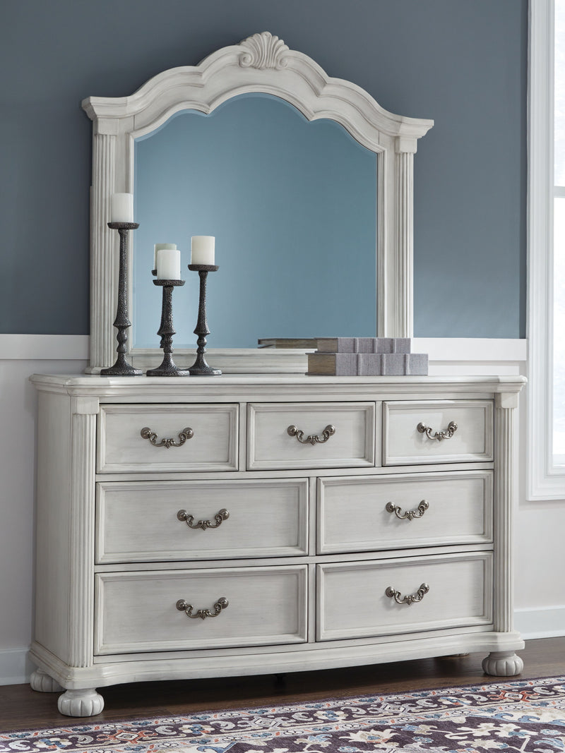 Montelaine - Antique White - Dresser And Mirror - JaxCo Furniture