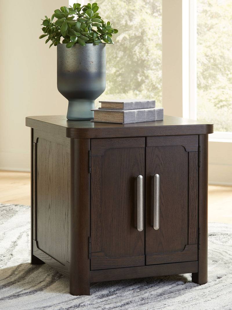 Breckington - Dark Brown - Rectangular 2-door End Table - JaxCo Furniture