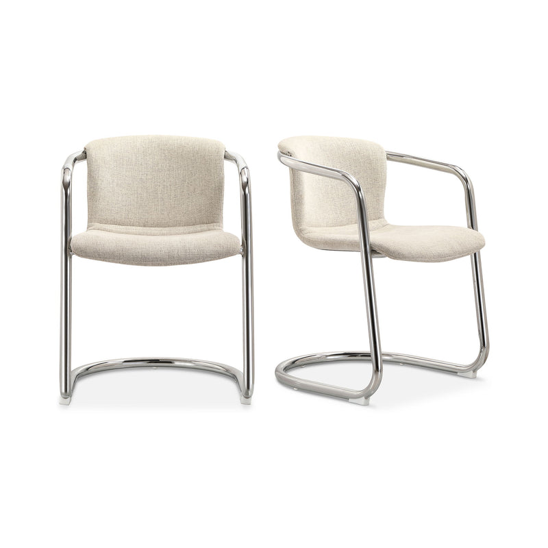 Freeman - Chrome Frame Dining Chair (Set of 2) - Blended Cream - JaxCo Furniture