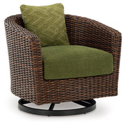 Horizon Hall - Brown / Green - Swivel Lounge With Cushion - JaxCo Furniture