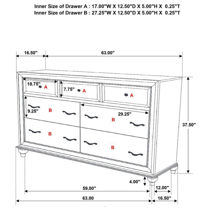 Barzini - 7-drawer Dresser - JaxCo Furniture