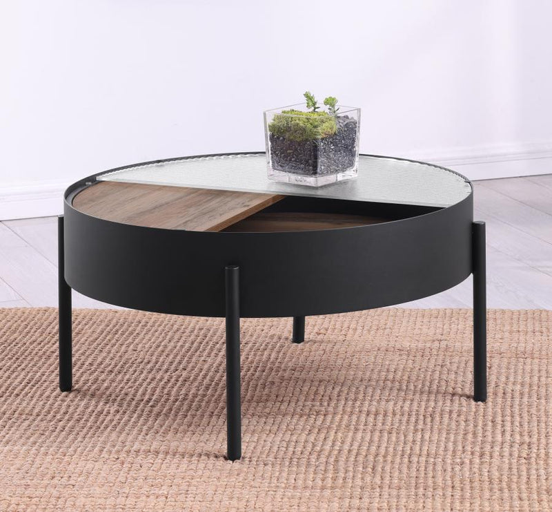 Ozella - Round Table With Hidden Storage Sandy - JaxCo Furniture