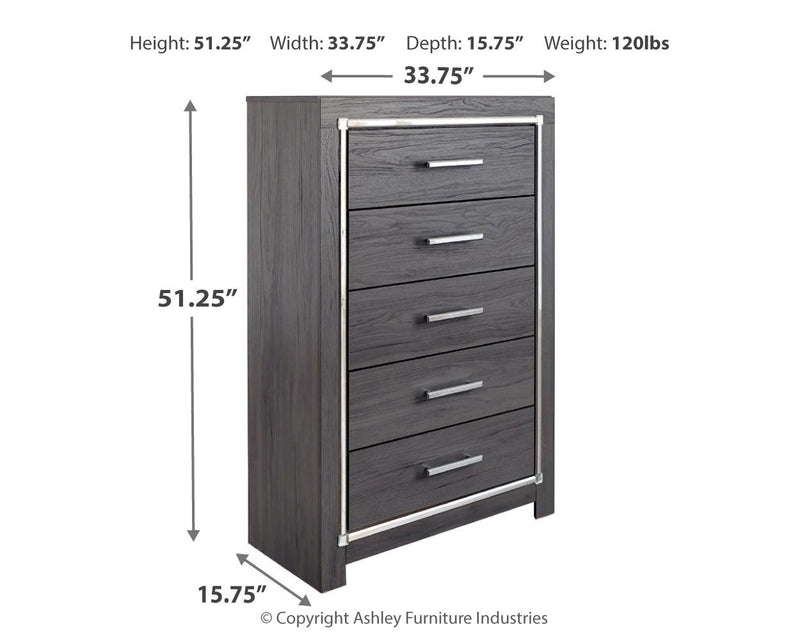 Lodanna - Gray - Five Drawer Chest - JaxCo Furniture