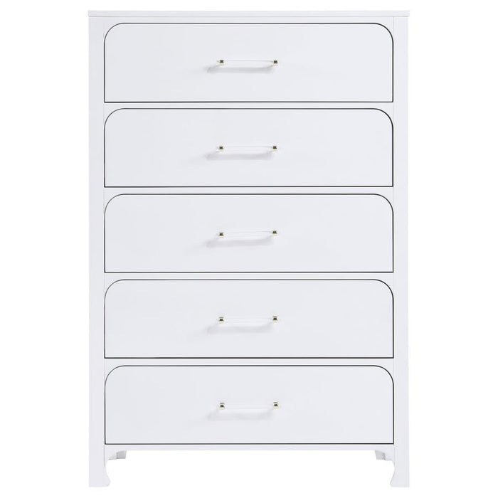 Anastasia - 5-Drawer Bedroom Chest - Pearl White - JaxCo Furniture