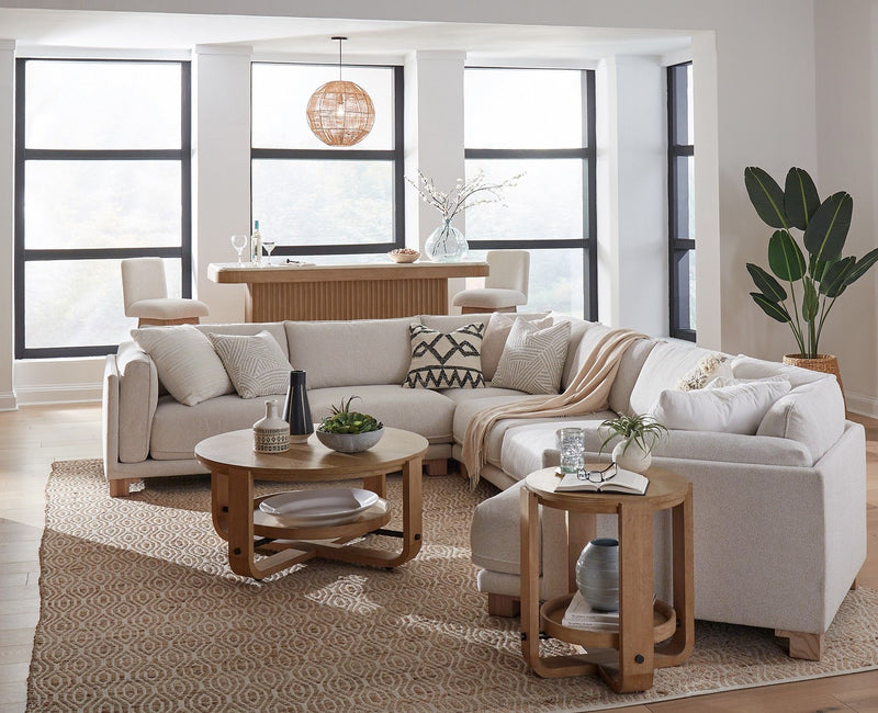 Escape - 4 Piece Modular Sectional With 1 Cocktail And 2 End Tables - Mirage Mist - JaxCo Furniture