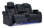 Fyne-dyme - Power Reclining Loveseat With Console/Adj Hdrst - JaxCo Furniture