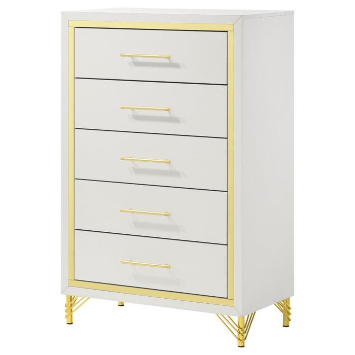 Lucia - 5-Drawer Bedroom Chest - White - JaxCo Furniture