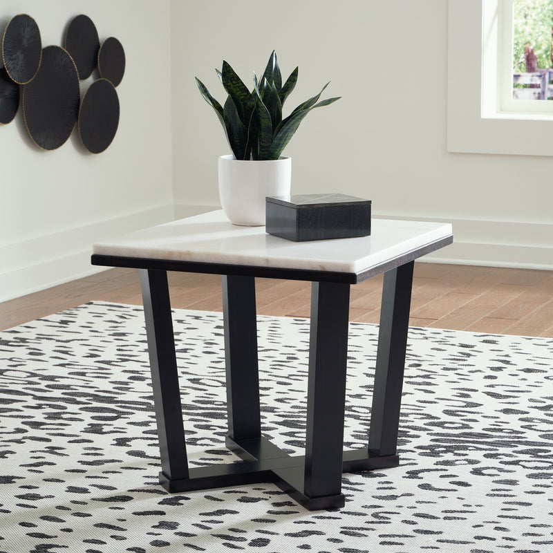 Fostead - White / Espresso - Square End Table - JaxCo Furniture