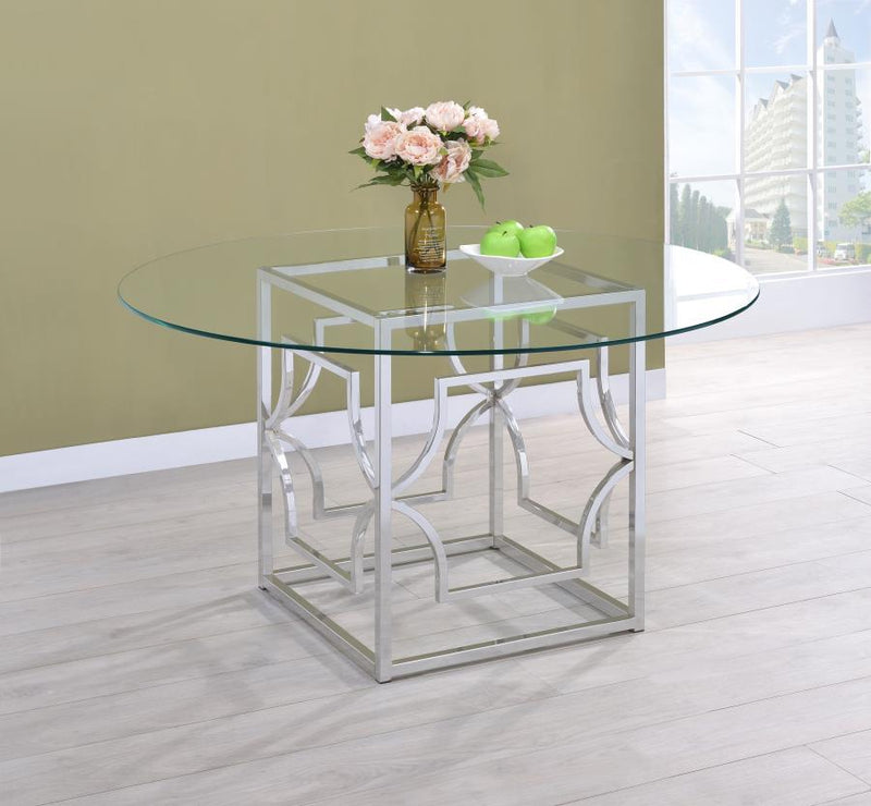 Starlight - Round Glass Top Metal Dining Table - JaxCo Furniture