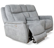 Linus - Zero Gravity Power Reclining Console Loveseat - Hudson Gray - JaxCo Furniture