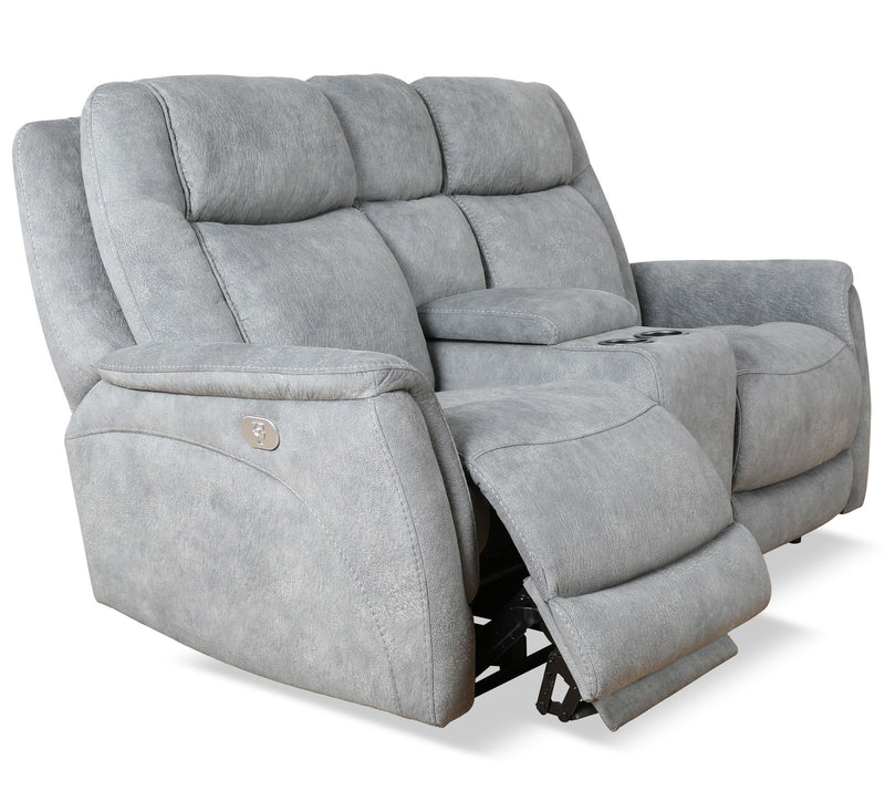 Linus - Zero Gravity Power Reclining Console Loveseat - Hudson Gray - JaxCo Furniture