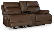 Vonryan - Tobacco - Power Reclining Loveseat With Console / Adj Headrest - JaxCo Furniture