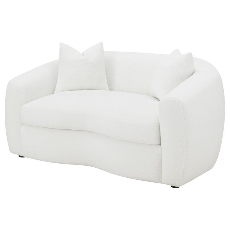 Isabella - Faux Sheepskin Upholstered Loveseat Natural - Ivory - JaxCo Furniture